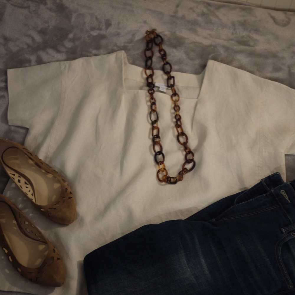 J. Jill Ivory Linen Squareneck top XS fits like S